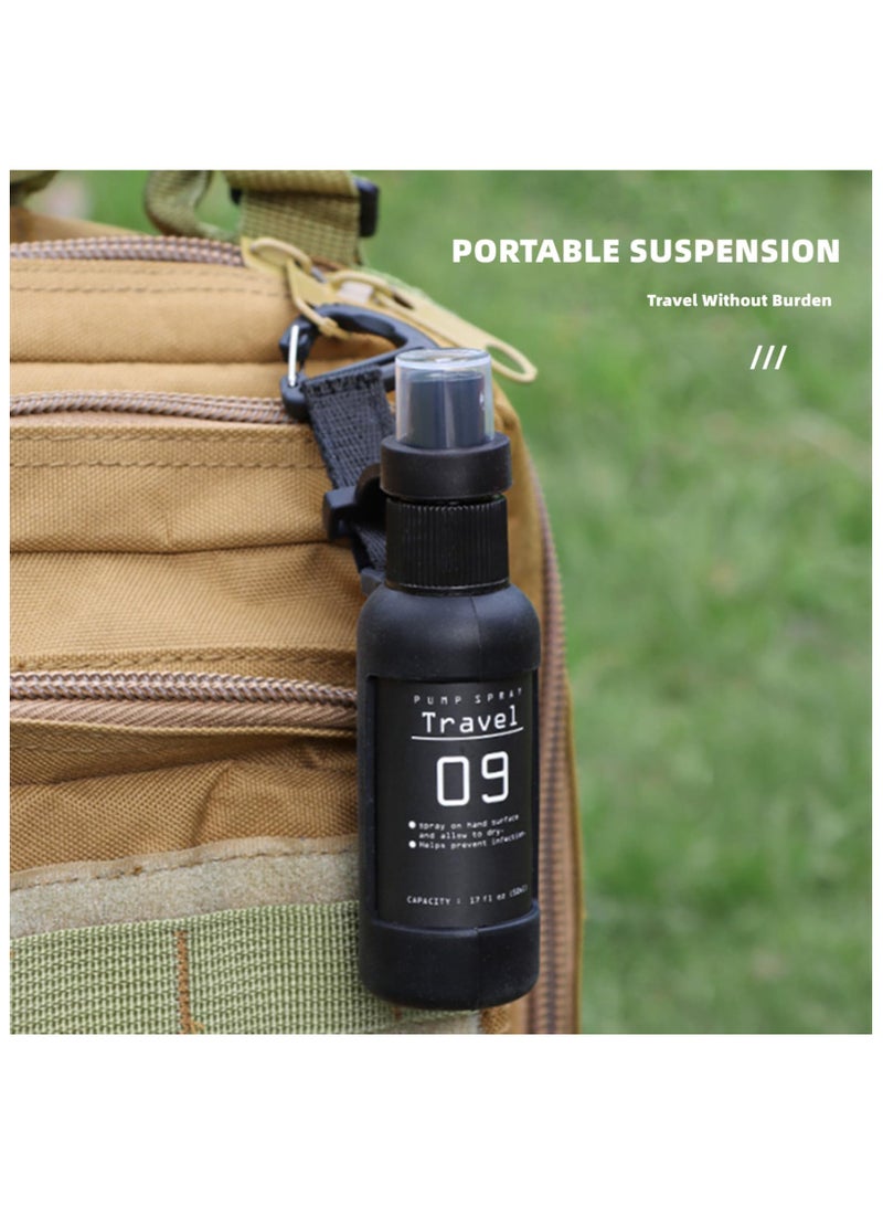 SYOSI Camping Spray Bottles with Hanging Buckle, Portable Fine Mist Spray Bottles for Outdoors, Empty Fine Mist Plastic Mini Travel Bottle, Travel Refillable Fine Mist Sprayers, Refillable Containers 50ml - Image 4