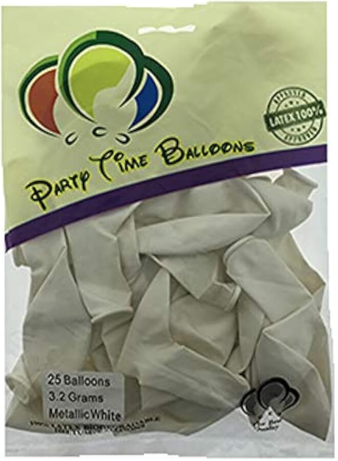 Party Time 12 Inch Latex Balloons - White, 25 Pieces