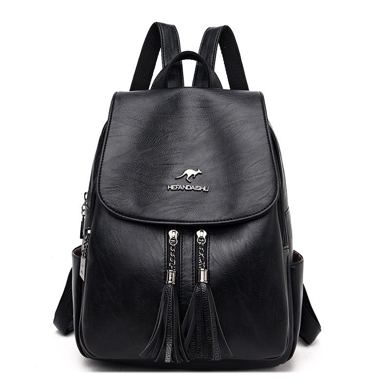 Fashion Backpack Women'S 2020 New Arrival Korean Style Student Schoolbag Large Capacity Women'S Bag Tassel Outdoor Soft Leather Backpack - Image 1