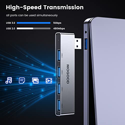 MOGOOD USB Hub 3.0, 4-Port Aluminum USB Splitter – Sturdy No-Cable Design, 1 USB 3.0 + 3 USB 2.0 Ports, Plug & Play Data Hub for Laptop, Desktop, Mac, Chromebook Ideal for Flash Drive, Mouse, Keyboard - Image 5