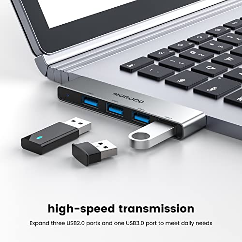 MOGOOD USB Hub 3.0, 4-Port Aluminum USB Splitter – Sturdy No-Cable Design, 1 USB 3.0 + 3 USB 2.0 Ports, Plug & Play Data Hub for Laptop, Desktop, Mac, Chromebook Ideal for Flash Drive, Mouse, Keyboard - Image 3