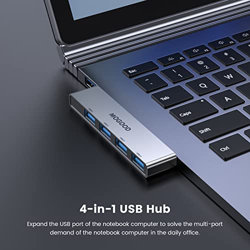 MOGOOD USB Hub 3.0, 4-Port Aluminum USB Splitter – Sturdy No-Cable Design, 1 USB 3.0 + 3 USB 2.0 Ports, Plug & Play Data Hub for Laptop, Desktop, Mac, Chromebook Ideal for Flash Drive, Mouse, Keyboard - Image 2