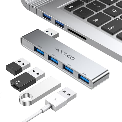 MOGOOD USB Hub 3.0, 4-Port Aluminum USB Splitter – Sturdy No-Cable Design, 1 USB 3.0 + 3 USB 2.0 Ports, Plug & Play Data Hub for Laptop, Desktop, Mac, Chromebook Ideal for Flash Drive, Mouse, Keyboard - Image 1