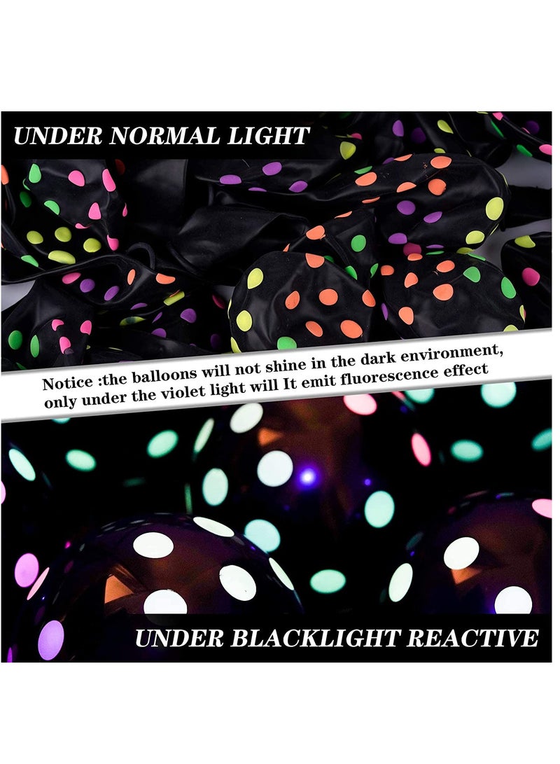 كاست ويف بالونات متوهجة نيون، 50 قطعة من لوازم الحفلات النيون بالأشعة فوق البنفسجية، بالونات منقطة فلورسنت تفاعلية، تتوهج في الظلام، بالونات لاتكس نيون لتزيين حفلات أعياد الميلاد وحفلات الزفاف - Image 4