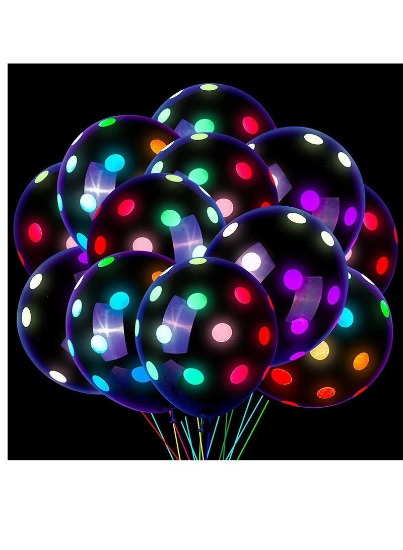 كاست ويف بالونات متوهجة نيون، 50 قطعة من لوازم الحفلات النيون بالأشعة فوق البنفسجية، بالونات منقطة فلورسنت تفاعلية، تتوهج في الظلام، بالونات لاتكس نيون لتزيين حفلات أعياد الميلاد وحفلات الزفاف - Image 1