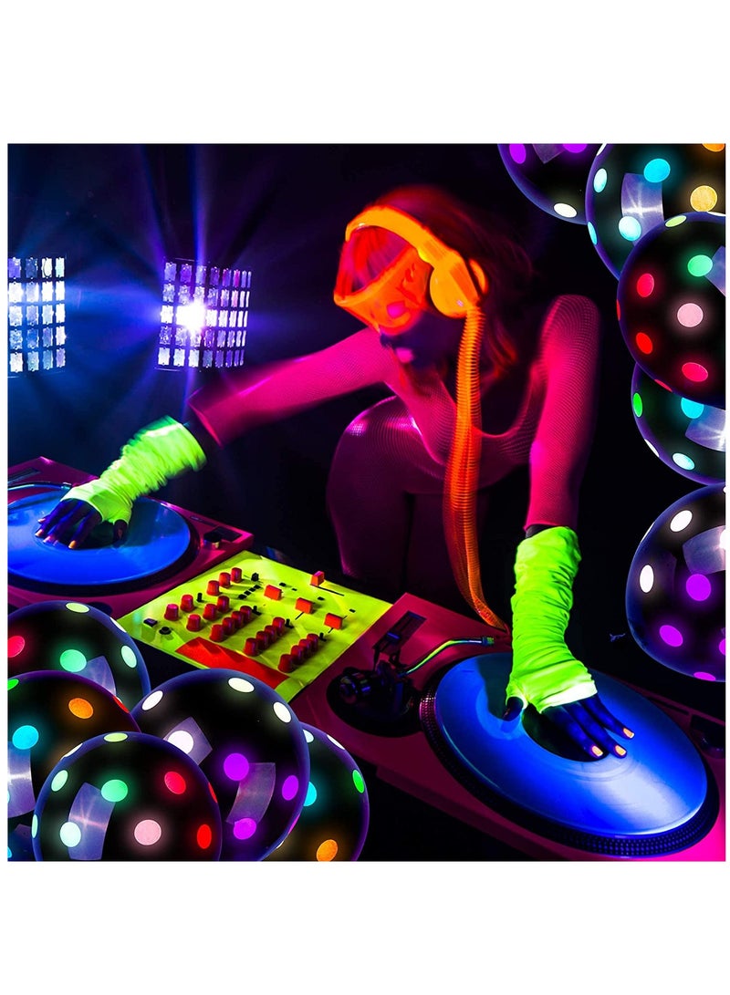 كاست ويف بالونات متوهجة نيون، 50 قطعة من لوازم الحفلات النيون بالأشعة فوق البنفسجية، بالونات منقطة فلورسنت تفاعلية، تتوهج في الظلام، بالونات لاتكس نيون لتزيين حفلات أعياد الميلاد وحفلات الزفاف - Image 2