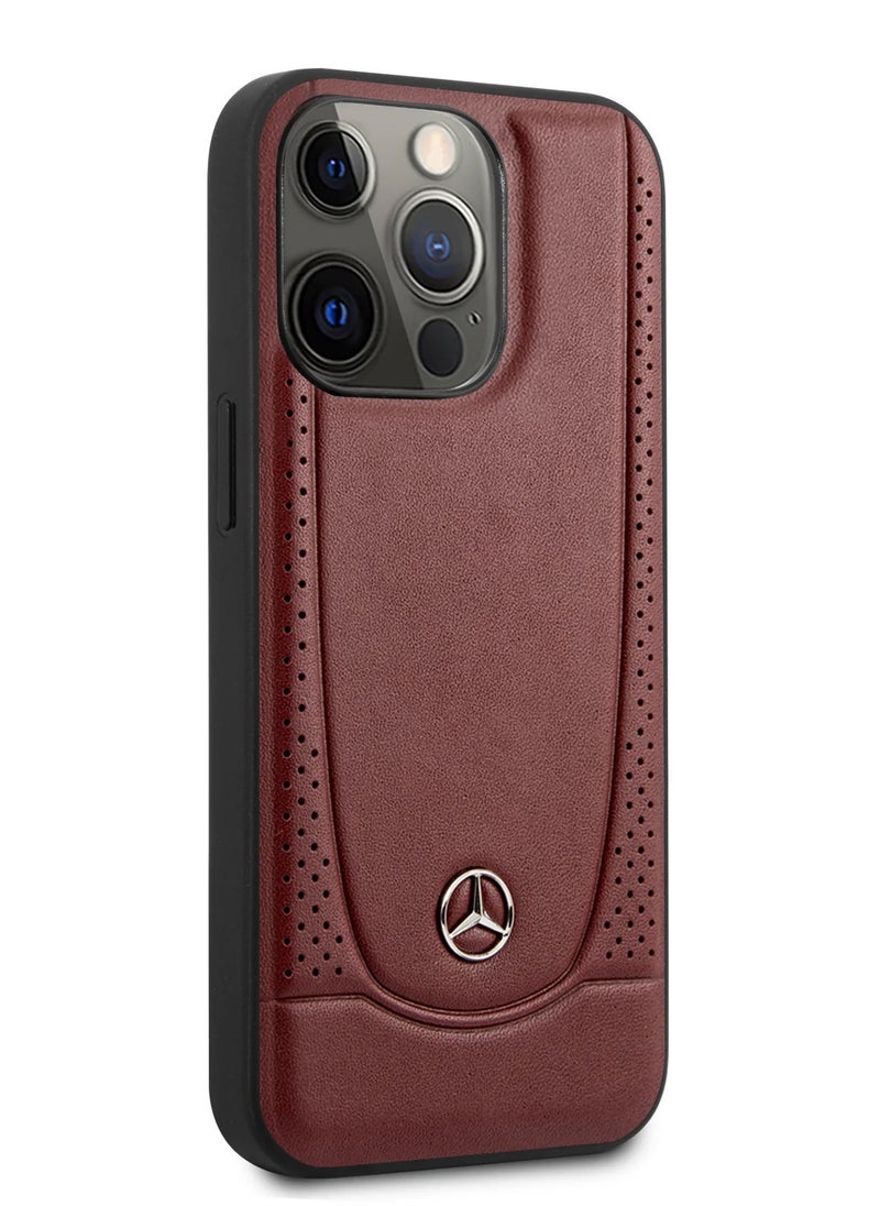 Mercedes-Benz IPHONE 15 PRO  - LEATHER RED HARD CASE PEFORATIONS AND METAL STAR LOGO - MERCEDES-BENZ  - Image 2