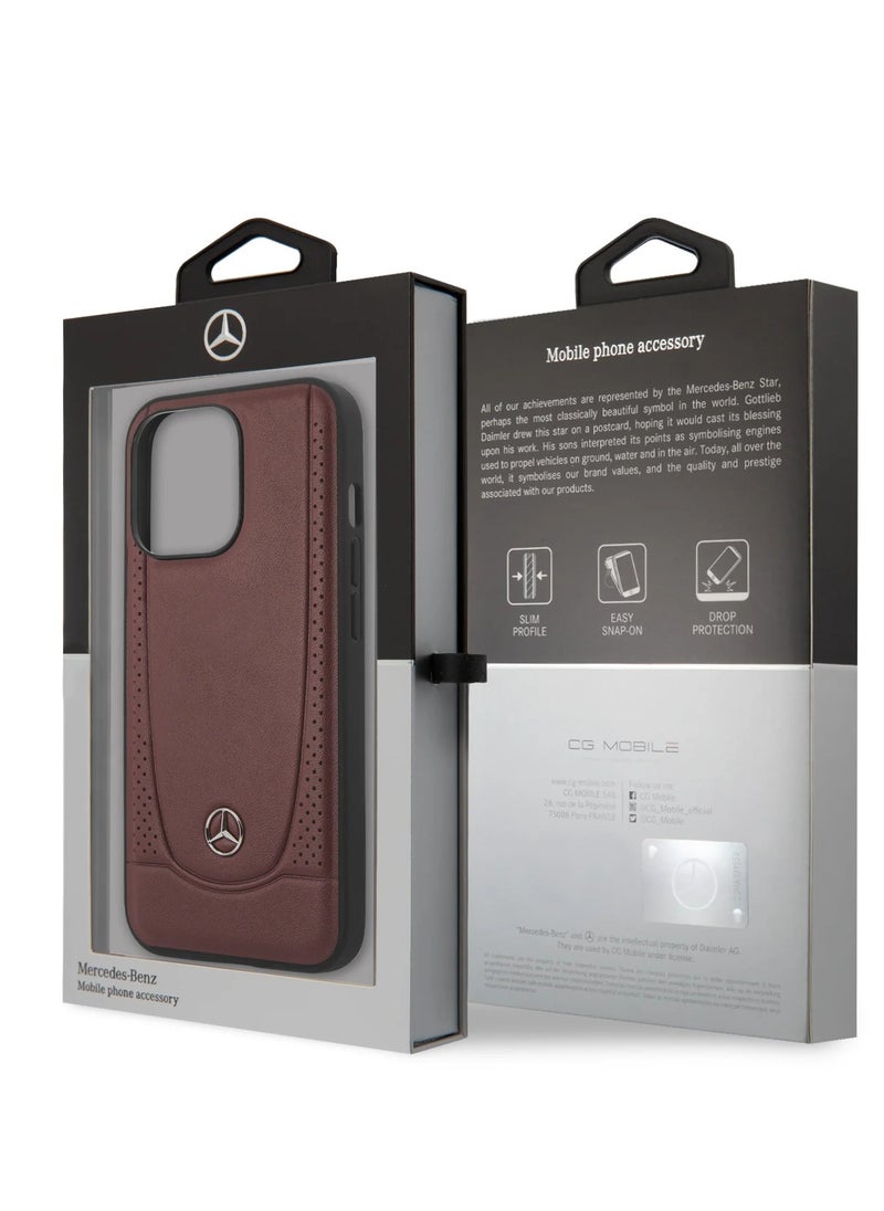 Mercedes-Benz IPHONE 15 PRO  - LEATHER RED HARD CASE PEFORATIONS AND METAL STAR LOGO - MERCEDES-BENZ  - Image 4