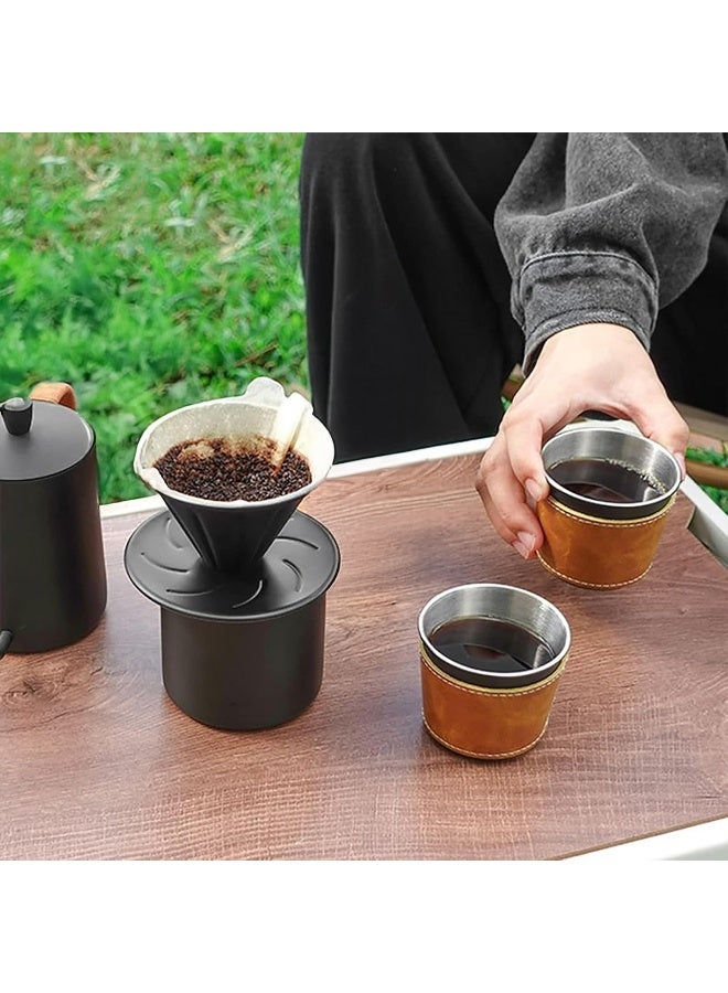 مجموعة قهوة محمولة مع حقيبة سفر مميزة - ماكينة قهوة يدوية للسفر والتخييم والتخمير المنزلي - أداة خفيفة الوزن لتحضير قهوة طازجة في أي مكان - Image 2