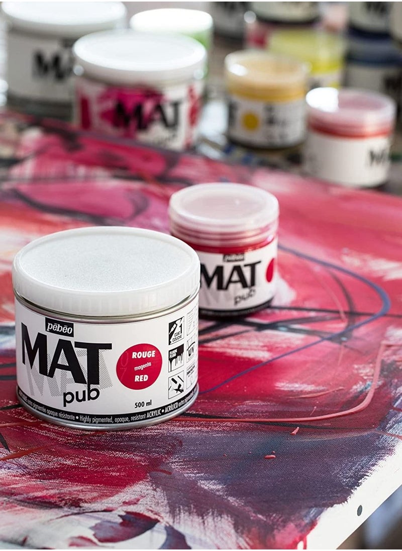 Pebeo - Pebeo Mat Pub Extra Fine 140 ML Magenta Red Acrylic Paint - Image 1