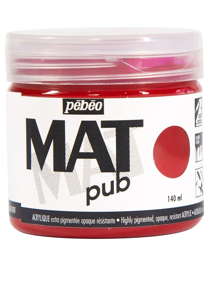 Pebeo - Pebeo Mat Pub Extra Fine 140 ML Magenta Red Acrylic Paint - Image 1