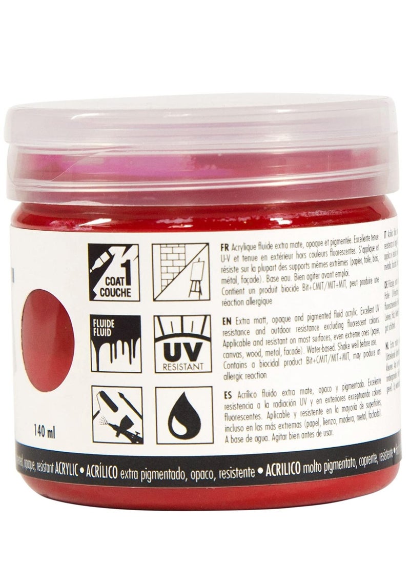 Pebeo - Pebeo Mat Pub Extra Fine 140 ML Magenta Red Acrylic Paint - Image 1