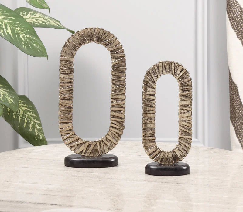 DWELL Dwell-Antique Brass Finished Aluminium With Granite Base Decorative Object - Small-14X7.2X32CM-Gold