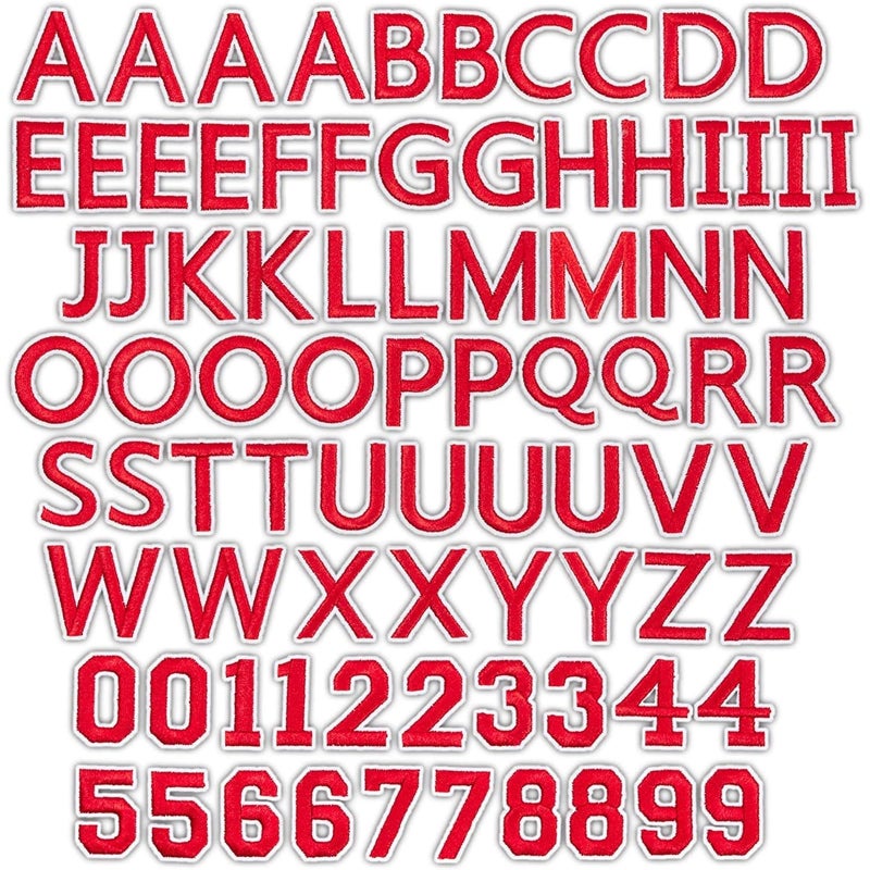Bright Creations Bright Creations Red Alphabet Letter and Number Iron On Patches for Applique Sewing and Crafts 1 inch 82 Pieces 