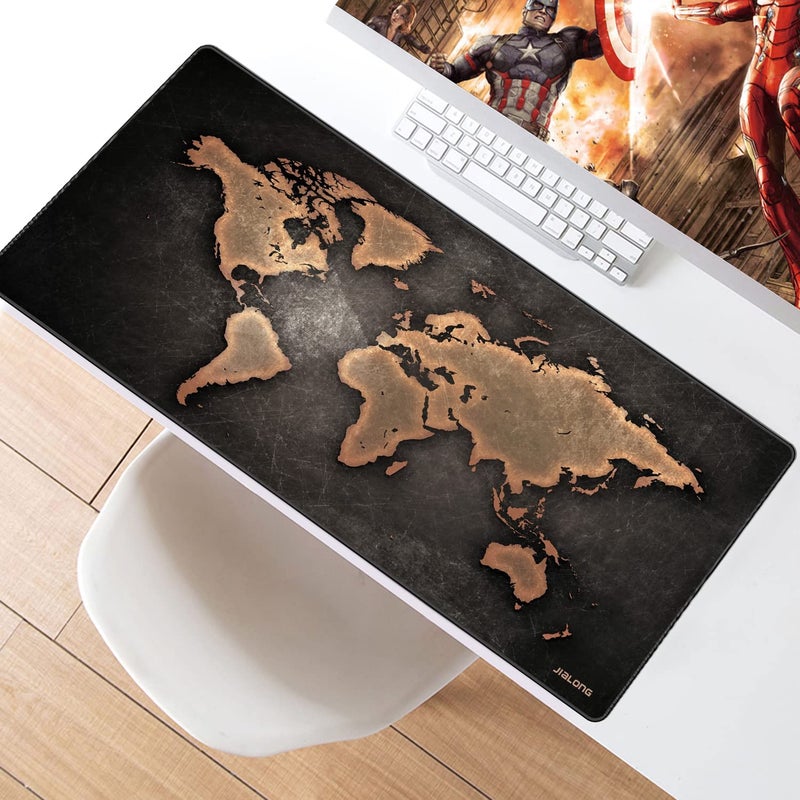 JIALONG Large Gaming Mouse Pad, XXL Desk Mousepad with Stitched Edges, Non-Slip Base Keyboard Pad for Gamer, Office & Home Retro Map - Image 5