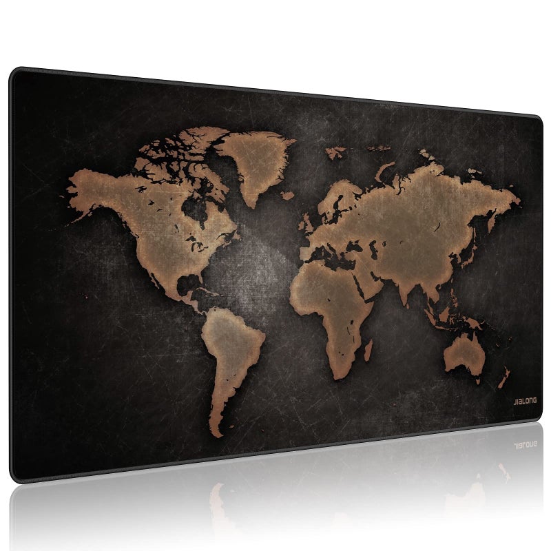 JIALONG Large Gaming Mouse Pad, XXL Desk Mousepad with Stitched Edges, Non-Slip Base Keyboard Pad for Gamer, Office & Home Retro Map - Image 1