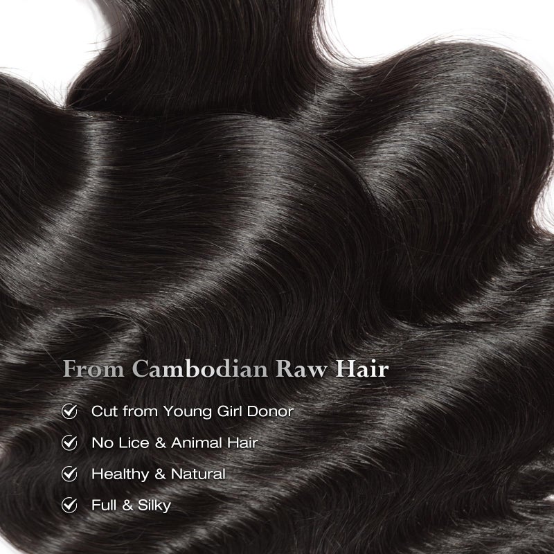 ASHINE Human Hair Bundles Body Wave, Unprocessed Cambodian Raw Hair Bundles for Women Natural Black 14 16 18 Inch, Keep Soft and Silky After Multiple Washes - Image 4