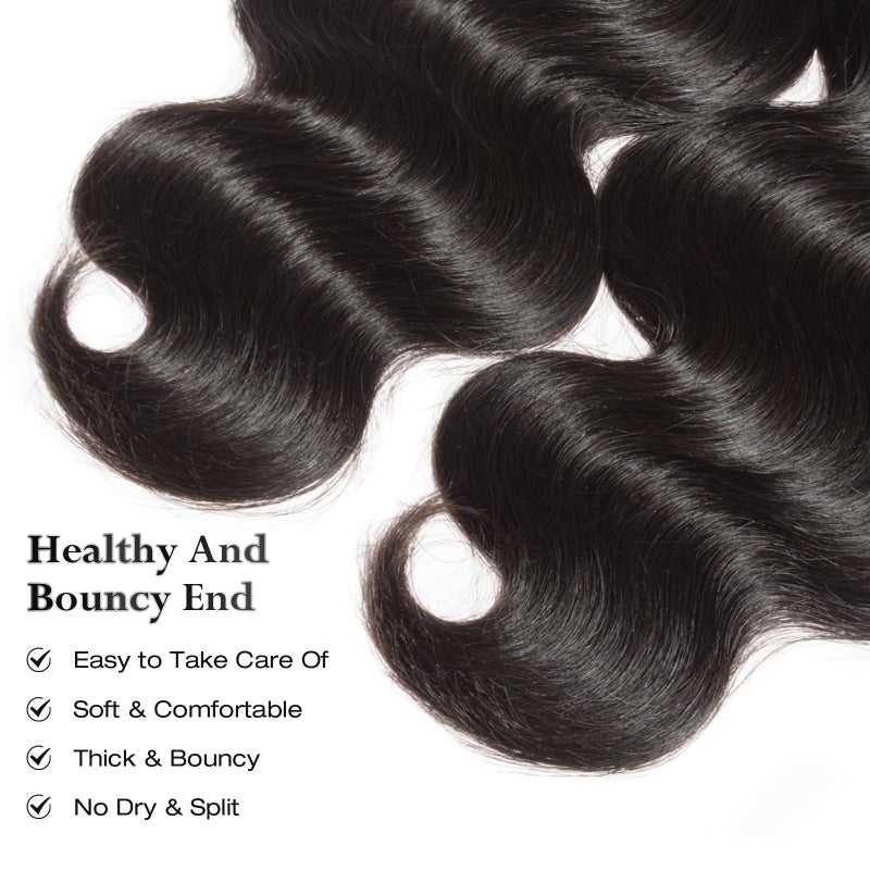 ASHINE Human Hair Bundles Body Wave, Unprocessed Cambodian Raw Hair Bundles for Women Natural Black 14 16 18 Inch, Keep Soft and Silky After Multiple Washes - Image 5