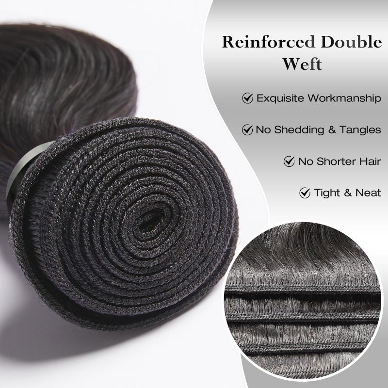 ASHINE Human Hair Bundles Body Wave, Unprocessed Cambodian Raw Hair Bundles for Women Natural Black 14 16 18 Inch, Keep Soft and Silky After Multiple Washes - Image 3