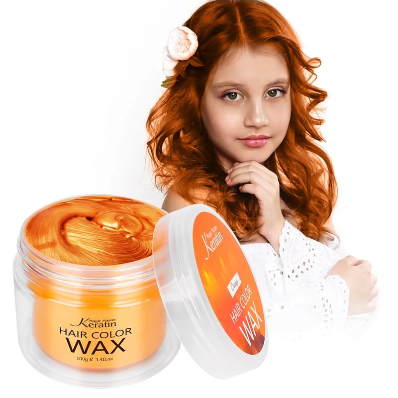 Magic Master Keratin Temporary Hair Color WaxHair Color Dye for Color Treated Hair Natural Styling Instant Kids Mud Cream Gel 34 Fl Oz Girl GiftsPartyCosplay Child Orange