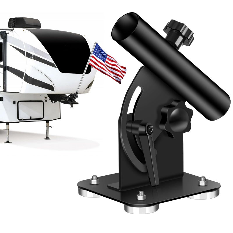 EJYTRVT Magnetic Flag Pole Holder for 5th Wheel RV Hitch  HeavyDuty Magnetic RV Flag Pole Mount for Fifth Wheel NoDrill Installation 90 Adjustable Angle Perfect for Camper and Trailer