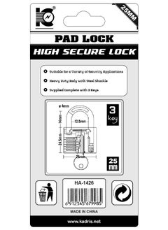 KADRIS Heavy-Duty Security Padlock HA-1426, Weather-Resistant in Solid Brass Lock 25MM - Padlock  shackle with Keys for Sheds, Storage Unit, School, Gym Locker, Fence, Toolbox, Hasp Storage  - Image 5
