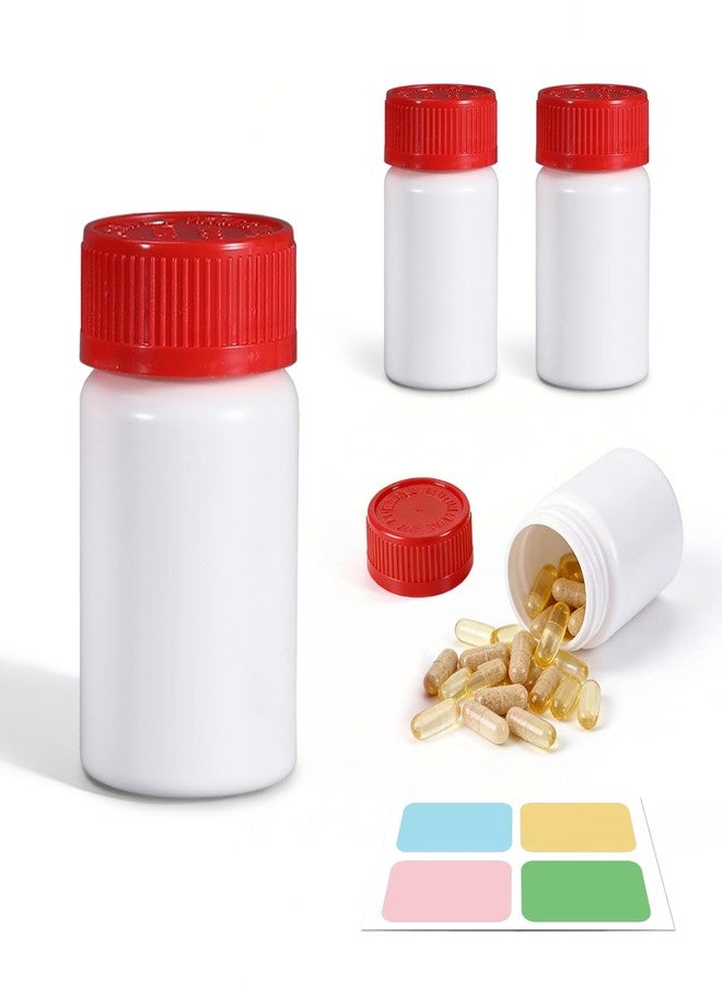UMETASS 4 Pack Small Empty Plastic Bottles for Pills - Travel Medicine Containers with Lids & Labels, Portable Daily Organizer Storage for Vitamins, Medication Essentials - Image 1