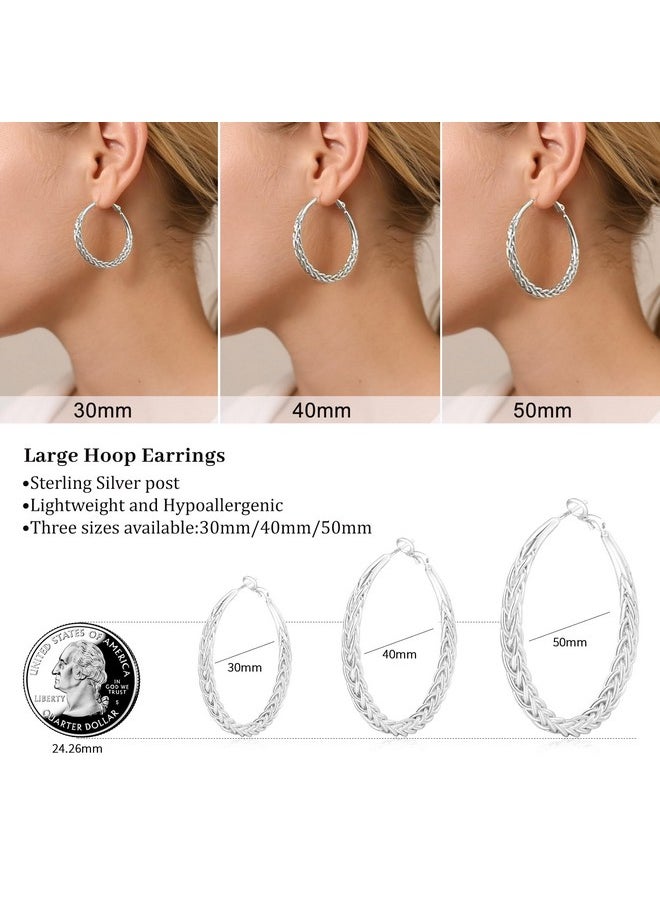 Senteria Silver Hoop Earrings For Women 925 Sterling Silver Hoop Earrings Hypoallergenic Lightweight Large Silver Hoop Earrings Thick Twisted Silver Hoop Earrings  - Image 5