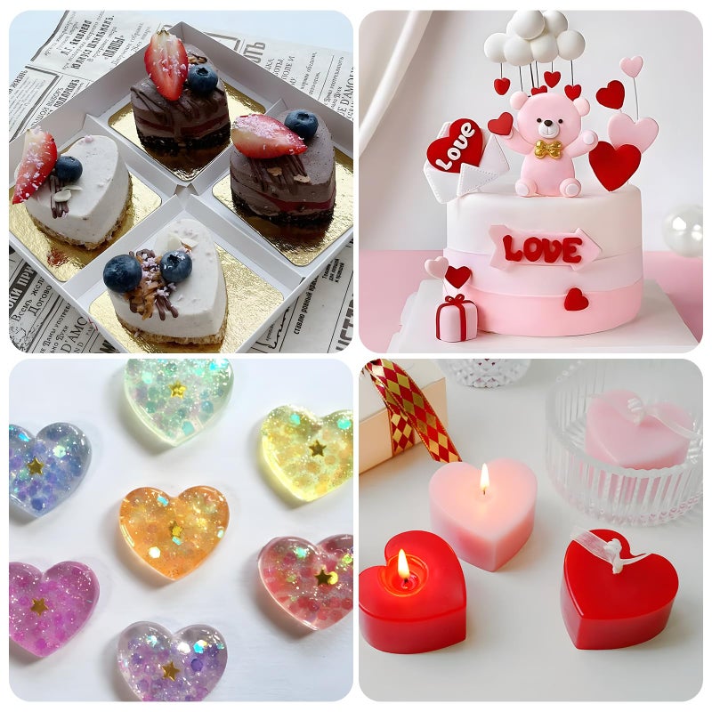 Morofme 2pcs Heart Molds Silicone Heart Shaped Chocolate Molds Hearts Candy Mold Hearts Muffin Pan Mold for Valentine's Wax Melt Baking Soap Jelly Candle - Image 4