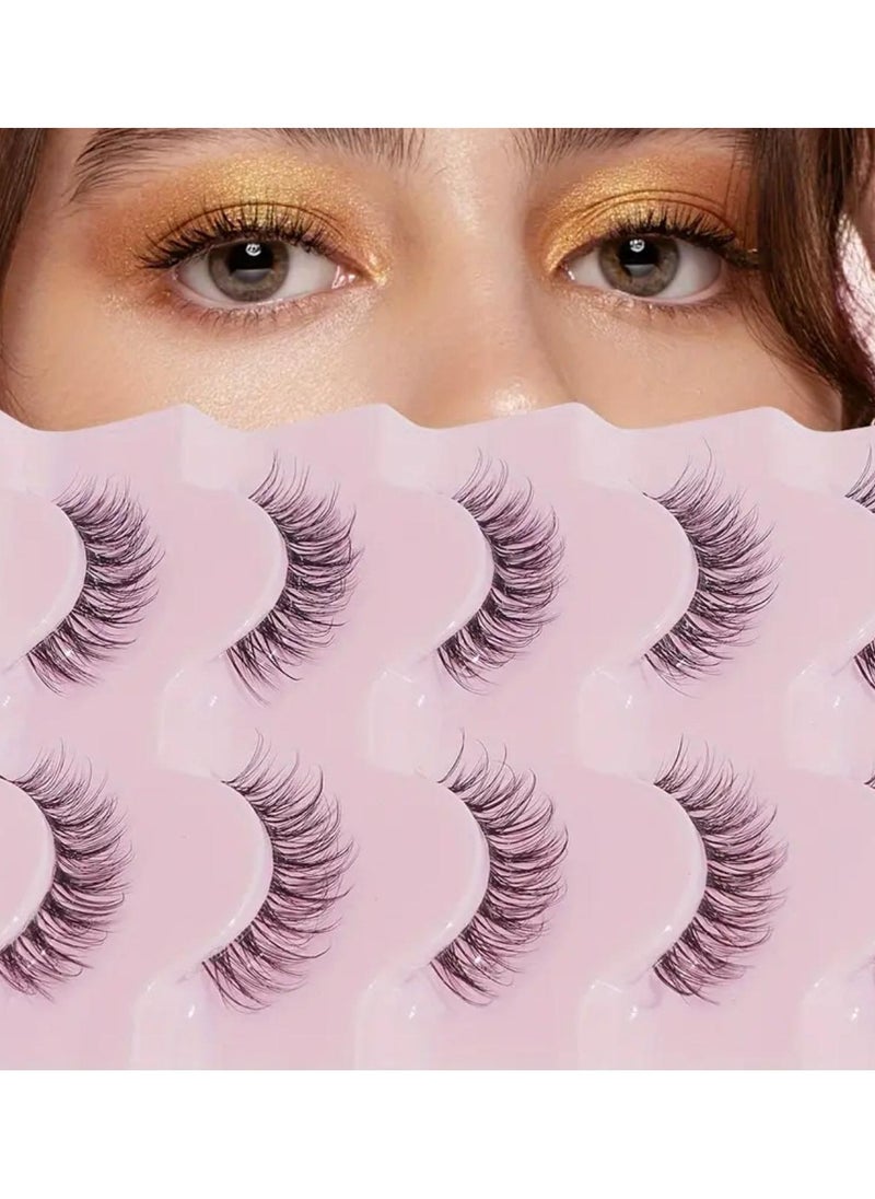 Generic - Natural Eyelashes Mink Eyelashes Medium Eyelashes Personalized Lashes Reusable Fluffy Eyelashes 5 Pack - Image 1