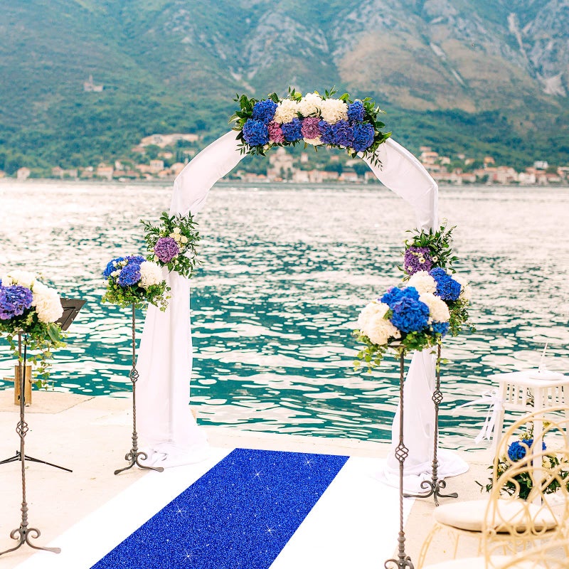 Tatuo Carpet Runner Runway Rug 55 GSM Thickness with Carpet Tape for Prom Wedding Halloween Christmas Outdoor Indoor Hallway Party Rug(2.46 x 30 Feet,Glitter Dark Blue) - Image 4