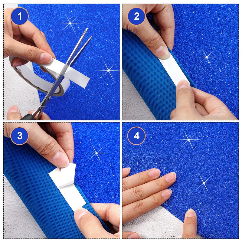 Tatuo Carpet Runner Runway Rug 55 GSM Thickness with Carpet Tape for Prom Wedding Halloween Christmas Outdoor Indoor Hallway Party Rug(2.46 x 30 Feet,Glitter Dark Blue) - Image 3