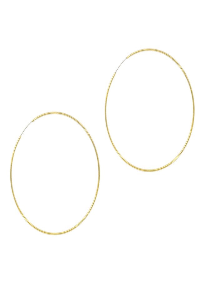 Columbus 14K Gold Plated Thin Endless Hoop Earrings - Lightweight Wire Hoops (Gold, 60) - Image 1