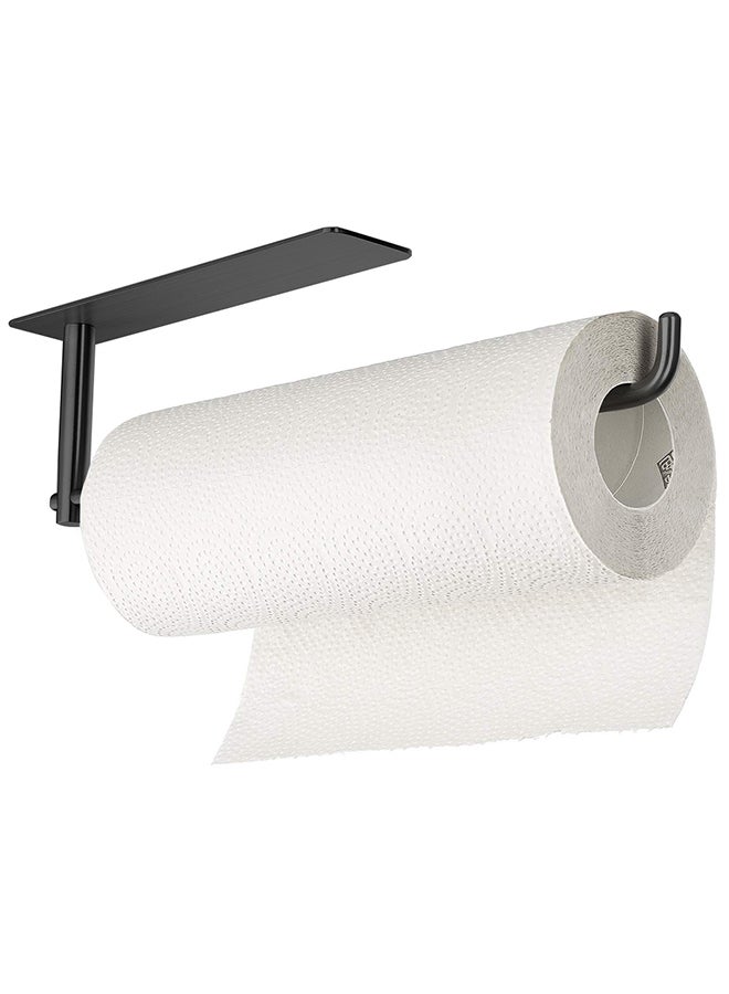 O Ozone Kitchen Tissue Holder Towel Rack Spoon Spatula Holder Adhesive Roll Tissue Dispenser Stick it on the Wall or Under Cabinet Storage Rack - Black  - Image 1
