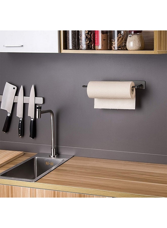 O Ozone Kitchen Tissue Holder Towel Rack Spoon Spatula Holder Adhesive Roll Tissue Dispenser Stick it on the Wall or Under Cabinet Storage Rack - Black  - Image 4