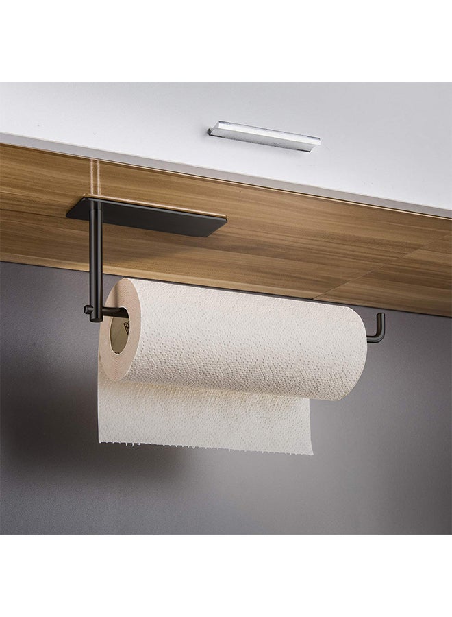 O Ozone Kitchen Tissue Holder Towel Rack Spoon Spatula Holder Adhesive Roll Tissue Dispenser Stick it on the Wall or Under Cabinet Storage Rack - Black  - Image 5