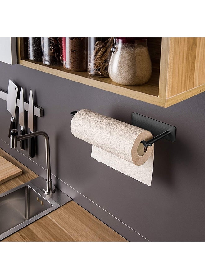 O Ozone Kitchen Tissue Holder Towel Rack Spoon Spatula Holder Adhesive Roll Tissue Dispenser Stick it on the Wall or Under Cabinet Storage Rack - Black  - Image 2