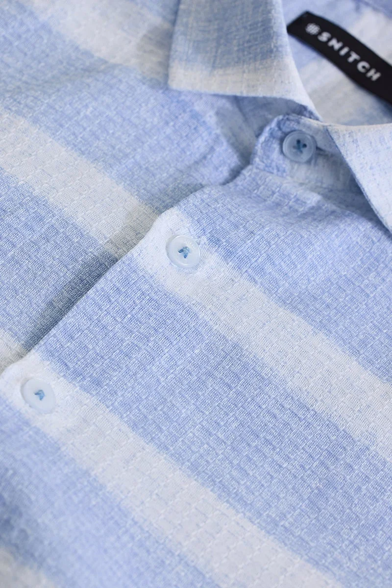 SNITCH Light Blue Striped Long Sleeve Slim Fit Shirt