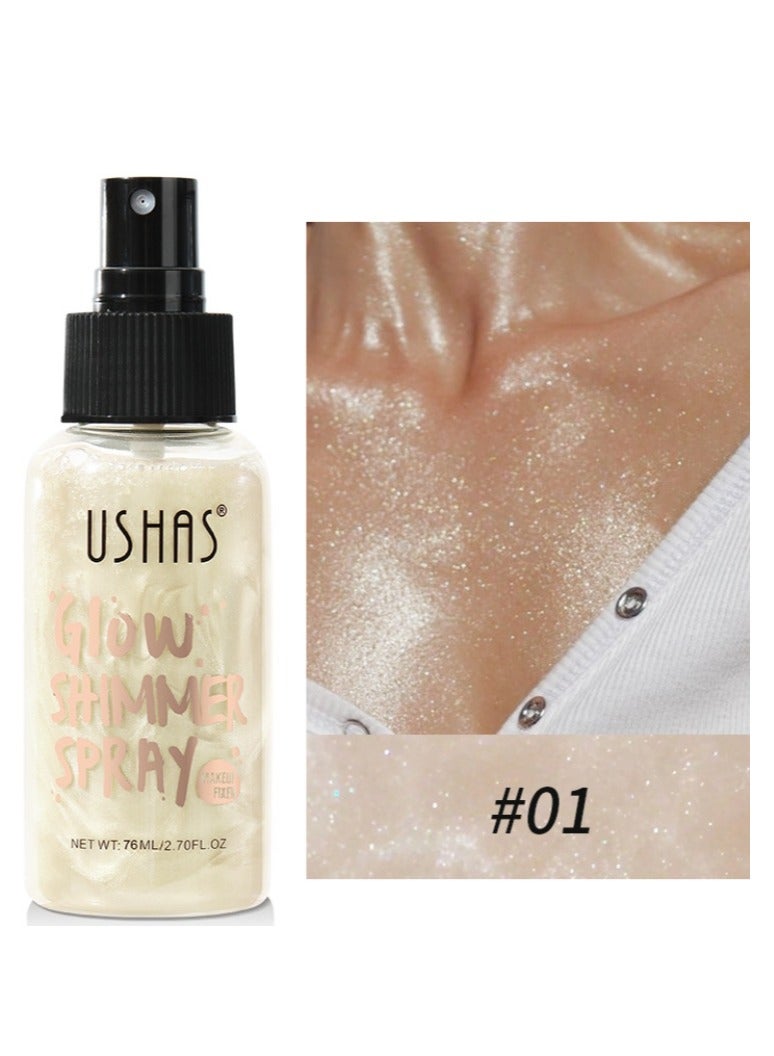 Ushas Glow Shimmer Spray - Shimmer Body Oil Liquid Easy to Push Away Natural Moisture Glitter Face Brightening Glow Pearl Highlighter Illuminator Shine Contouring Makeup for Face and Body #1 - Image 1