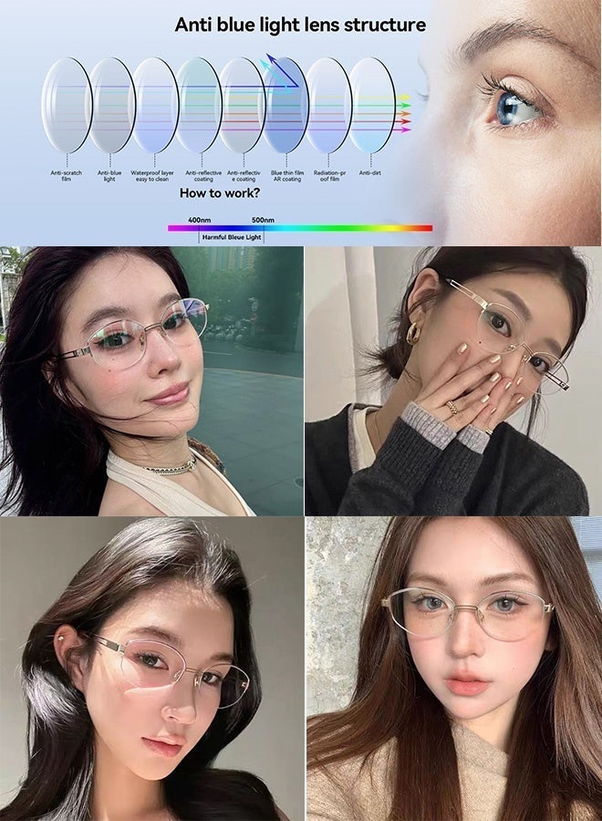 CIKJUK Metal Frame Blue Light Glasses for Men and Women Oval Anti-Radiation Eyeglasses Blue Light Blocking Eye Glasses for Gaming Computer Phones UV Filter Eyeglass Retro Eyewear Silver - Image 3