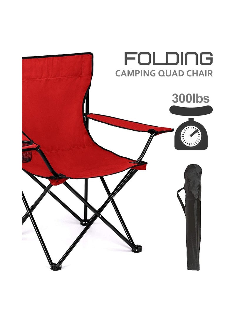 Generic - Trungl Folding Camping Chair, Compact, Lightweight and Portable Design with Cup Holder, Weatherproof, Splash and Water Resistant, Perfect for Outdoor, Fishing, Festivals and Beach, 52 x 52 x 87 cm, Red - Image 1