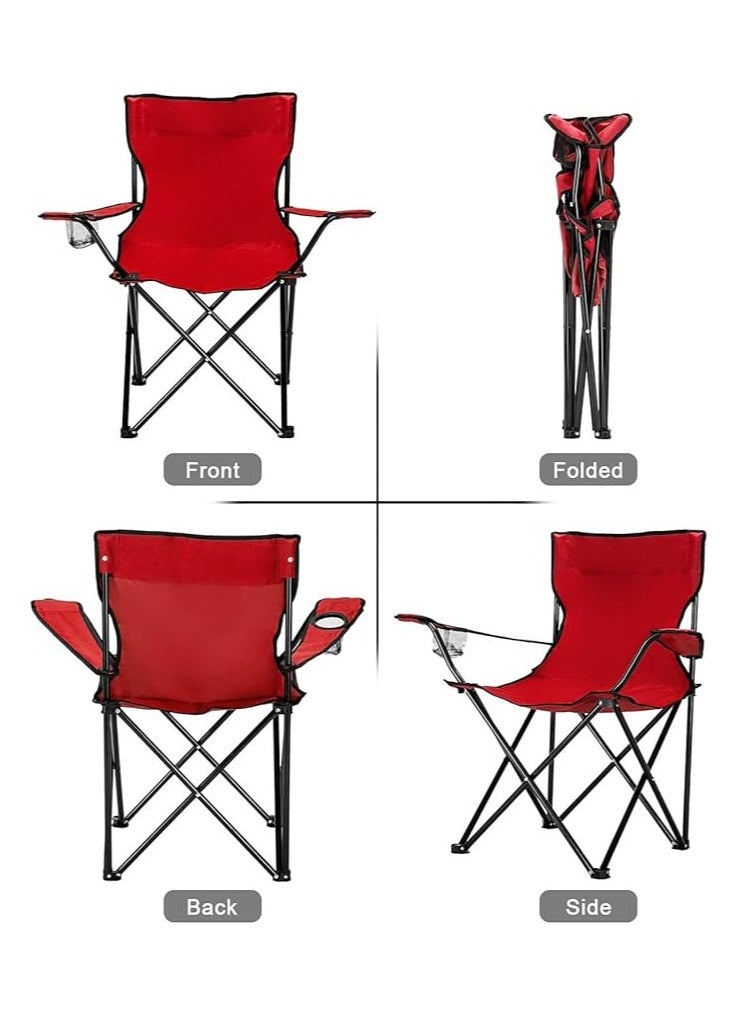 Generic - Trungl Folding Camping Chair, Compact, Lightweight and Portable Design with Cup Holder, Weatherproof, Splash and Water Resistant, Perfect for Outdoor, Fishing, Festivals and Beach, 52 x 52 x 87 cm, Red - Image 1
