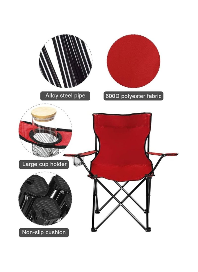 Generic - Trungl Folding Camping Chair, Compact, Lightweight and Portable Design with Cup Holder, Weatherproof, Splash and Water Resistant, Perfect for Outdoor, Fishing, Festivals and Beach, 52 x 52 x 87 cm, Red - Image 1
