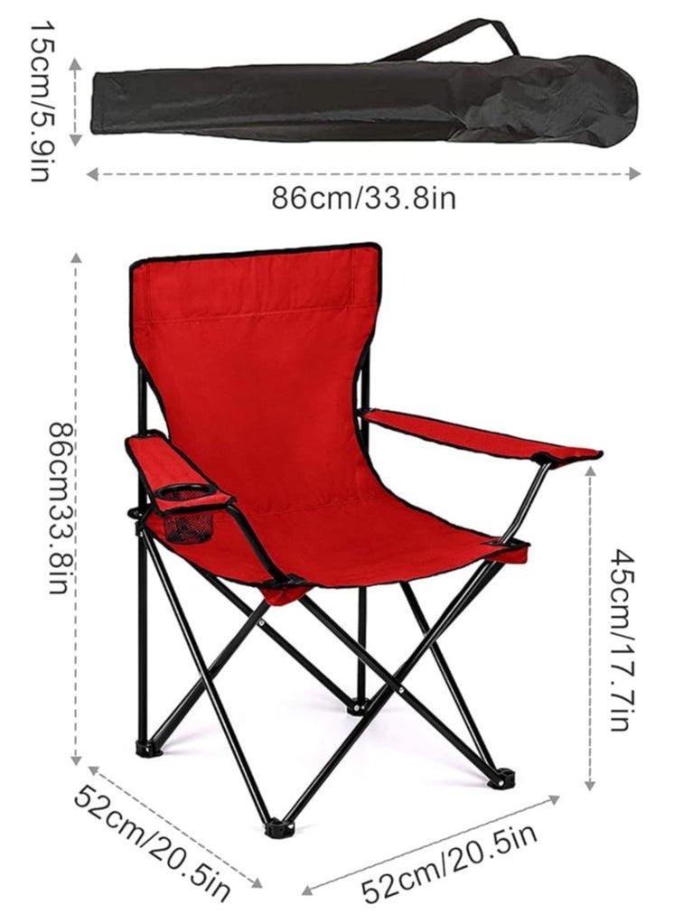 Generic - Trungl Folding Camping Chair, Compact, Lightweight and Portable Design with Cup Holder, Weatherproof, Splash and Water Resistant, Perfect for Outdoor, Fishing, Festivals and Beach, 52 x 52 x 87 cm, Red - Image 1