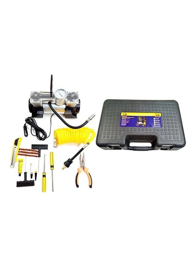 Air Compressor Tyre Double Cylinder Inflator Heavy Duty Pump With Car Emergency Kit - Image 2