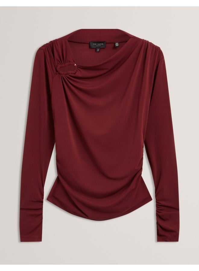 Ted Baker Long Sleeve Ruched Top With Metal Detail - Image 1