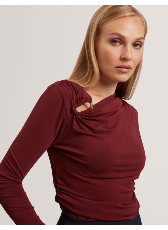 Ted Baker Long Sleeve Ruched Top With Metal Detail - Image 2