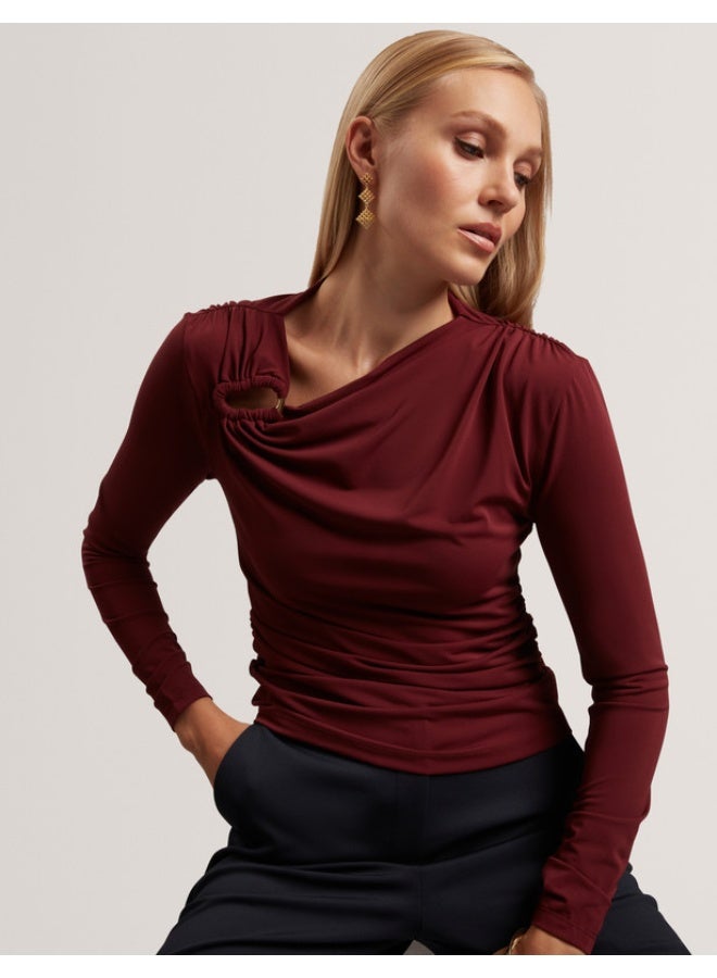 Ted Baker Long Sleeve Ruched Top With Metal Detail - Image 4
