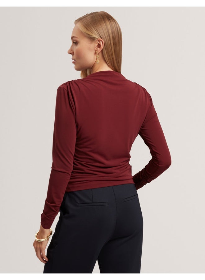 Ted Baker Long Sleeve Ruched Top With Metal Detail - Image 3