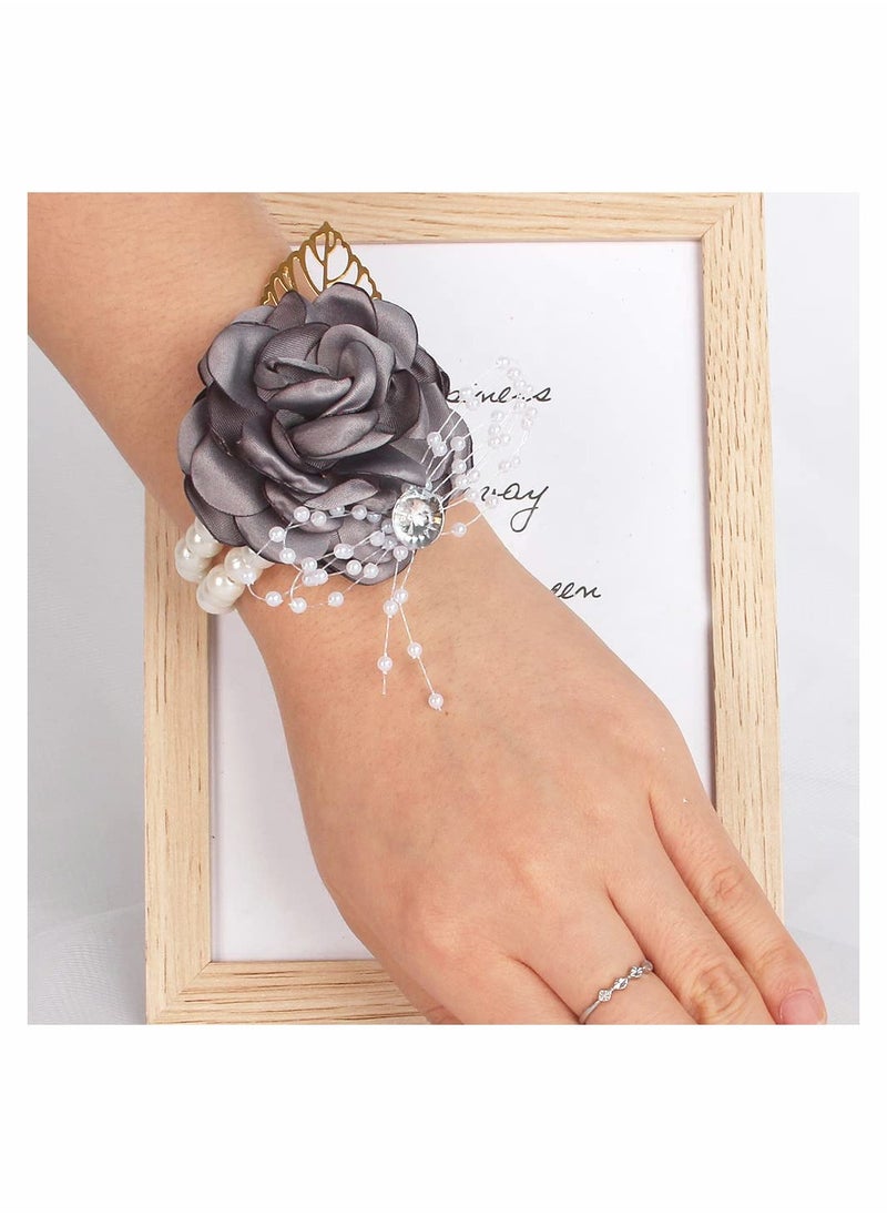 Generic - Wrist Corsage and Boutonniere Set for Weddings, Proms, and Bridal Parties - Elegant Rose Flowers for Bridesmaids, Grooms, and Special Events - Image 1